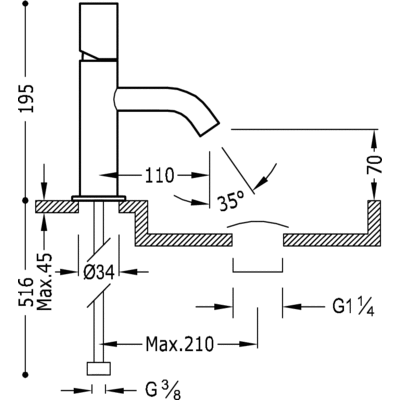Study-Tres Bateria umywalkowa 195 chrom pokrętło - 26190301