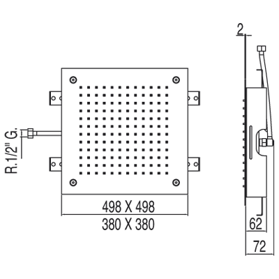 Tres głowica natryskowa ze stali nierdzewnej 500x500 mm chrom – 1.34.951