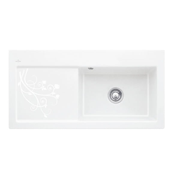 Subway 60 XL Premiumline V&B zlewozmywak ceramiczny 510x1000 korek manualny prawy decor la rose - 671901KW