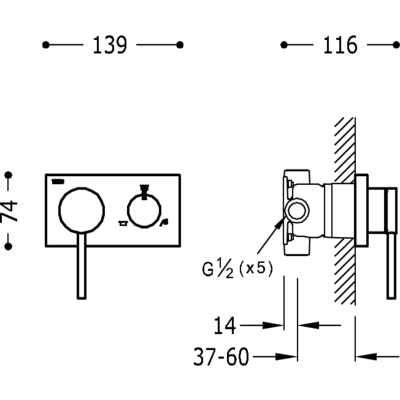 3V Tres bateria podtynkowa trójdrożna chrom - 210.273.99  wymiary