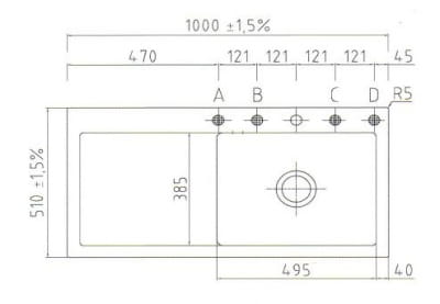 Mera 100 SL F SystemCeram zlewozmywak ceramiczny 510x1000 na równi z blatem