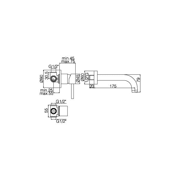 Stick Paffoni bateria umywalkowa chrom podtynkowa 175 mm - SK006CR70