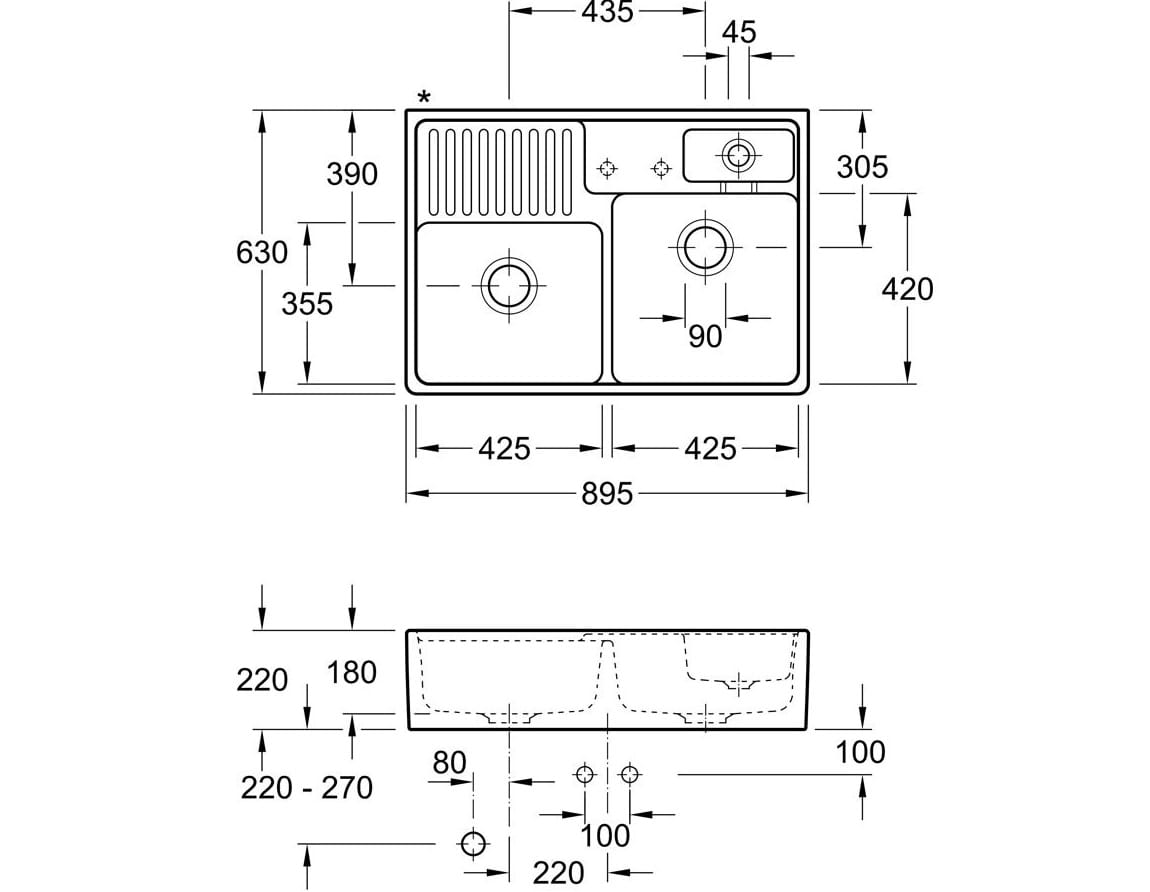 Villeroy&Boch Premiumline zlewozmywak modułowy dwukomorowy kucheny 90 korek automatyczny chromit - 632392J0