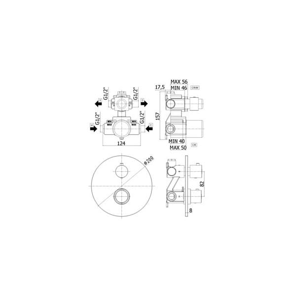 Light Thermo Paffoni bateria termostatyczna 3-drożna chrom - LIQ019CR